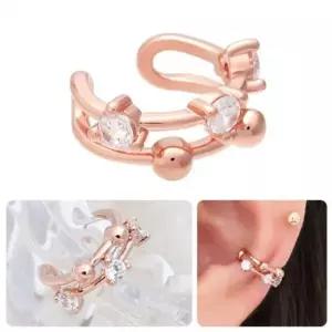 라인 볼 링 로즈골드 귀찌 투 큐빅 여자이어커프 이어 여자이어커프