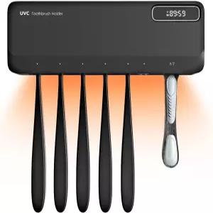 욕실용 스완키스 UV 칫솔 세정제 홀더 5+1+1 슬롯 및 난방 기능이 있는 충전식 무선 벽 장착 드릴링 없음