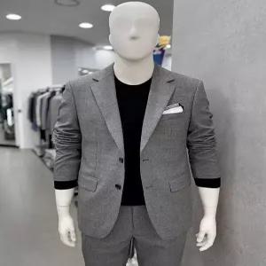 [트루젠]남성 여름 체크패턴 그레이 세미 캐주얼 빅사이즈 115 정장 양복 수트 세트