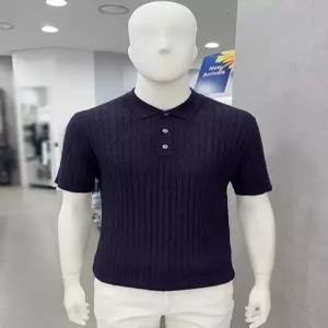 [트루젠]남자 여름 반팔 나일론 헤링본 패턴 폴로 카라넥 니트 스웨터 티셔츠 4컬러_J