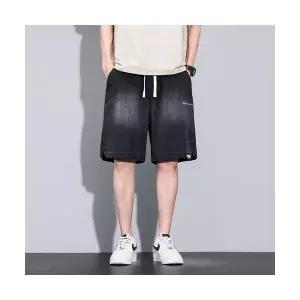 청반바지 남성 짧은 청바지 데님 반바지 여름 쿨링 슬림 캐주얼 바지 밴딩 허리 admr2