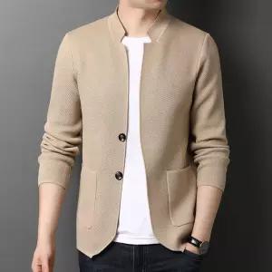 니트 캐주얼 남자정장자켓 정장 재킷 카라 솔리드 가디건 패션 코트 ible1