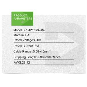 호환  와이어 커넥터 전기 케이블 푸시인 터미널 블록 도체 레버 크림프 SPL 42/62/82 버트 홈 정션 박스