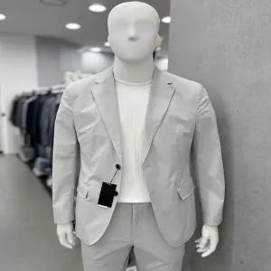 [트루젠]남자 여름 쿨 나일론 풀스판 허리밴드 라이트 그레이 셋업 캐주얼 정장 세트_