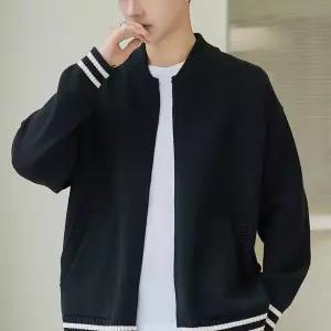 남성 단정한 항공 점퍼 야구 봄가을 시크 가디건 스웨터 상의 스포티한 DUCHI3