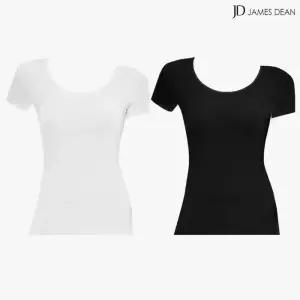 [제임스딘]제임스딘 여성런닝 반팔나시 베이직 면 스판 편한 반소매