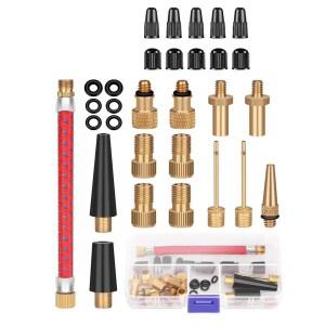 21/26피스 자전거 타이어 팽창기 키트 튜브 바늘 펌프용 에어 호스 어댑터 농구 밸브 수리용