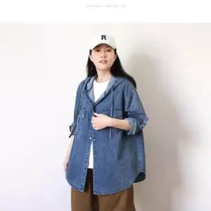 여자 데님 캐주얼 오피스룩 셔츠 카디건 빅사이즈 올가을 슬림핏 무지데님 후드 DUCHI3