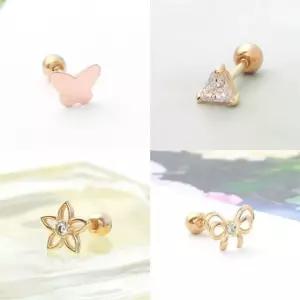 골드 여성피어싱 피어싱귀걸이 나비 꽃 여자피어싱 리 금피어싱 10K피어싱