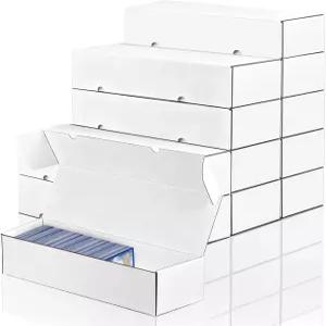CXIIPOL 12팩 1100 카운트 트레이딩 카드 보관함 화이트 골판지 TCG용 스포츠 MTG 게이밍 컬렉션