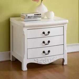 원목 3단협탁 나르본 화이트 엔틱 침대쪽장전화받침대