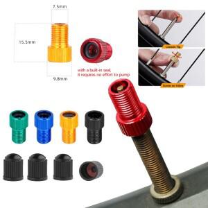 자전거 프레스타-슈레더 밸브 변환기 MTB 어댑터 플라스틱 캡 포함 펌프 에어 노즐 튜브 도구