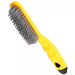 Chanharm 와이어 스크래치 브러시 스테인리스 스틸 10.5인치 곡면 플라스틱 손잡이 및 79개의 브리스틀