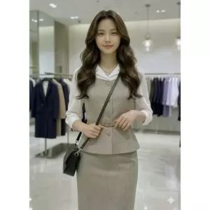 [롯데백화점]SOUP 뷔스티에 칠부소매 벨트블라우스  SC3TSM3Q