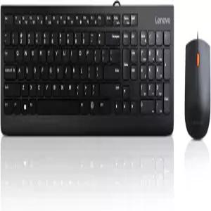 Lenovo 300 USB 콤보 풀사이즈 유선 키보드 및 마우스 인체공학적 왼손 또는 오른손 광학 GX30M39606 블랙