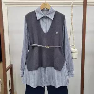 [무자크]베스트레이어드벨티드블라우스셋업MP1WBL01_GN