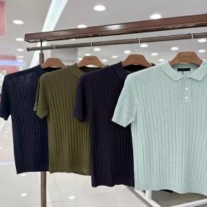 [트루젠]남성 여름 반팔 헤링본 포인트 폴로 카라넥 니트 스웨터 티셔츠 4컬러_JK