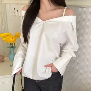 [유야]여성 코튼 무지 긴팔 오프숄더 블라우스 -FBL0040- 봄 가을