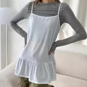 [유야]여성 무지 레이어드 롱 프릴 끈 나시 민소매 -FSL0040- 봄 여름