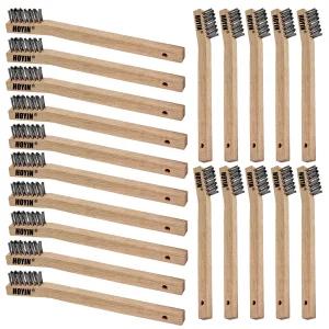 호인 와이어 스크래치 브러시 20팩 - 용접 녹 제거 금속 청소 및 표면 준비를 위한 너도밤나무 손잡이가