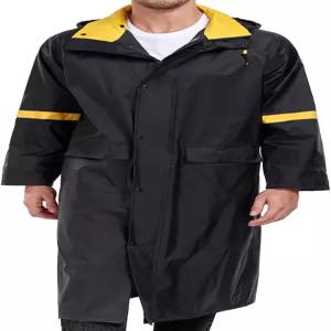 남성용 Ourcan 클래식 롱 레인코트 방수 후드 레인 재킷 폰초 통기성 경량 작업용 레인웨어