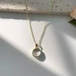 하프 목걸이 큐빅 팬던트 라운드