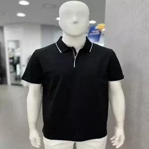 [트루젠]남자 여름 반팔 실크 혼방 워셔블 반집업 폴로 카라넥 티셔츠 블랙 컬러_JK