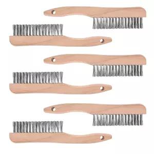 베보린 와이어 브러시 세트 - 나무 손잡이가 있는 스테인리스 스크래치 6팩 페인트 용접 금속 청소용