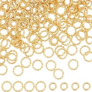 PH PandaHall 200pcs 18K 금도금 점프 링 6mm/8mm 트위스트 오픈 18게이지 골든 O 황동 원형 커넥터 팔찌