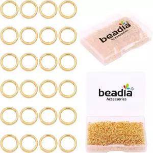 보석 제작 결과를 위한 BEADIA 18K 금도금 점프 링 4mm 900개 변색 방지