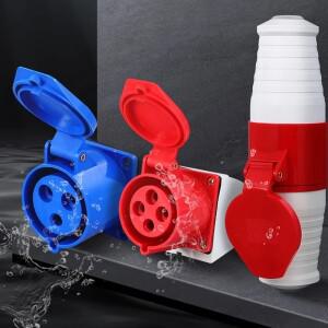 호환 산업용 플러그소켓 5핀 3코어 3P/4P/5P 전기 커넥터 16A 32A IP44 벽걸이형 220V 380V 415V 남성 여성