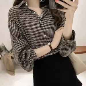 [옷은날개] 체크블라우스 2컬러 가을 가오리핏 봄 여성 체크셔츠