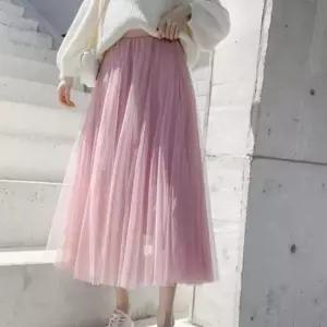 [옷은날개] 여자 발레리나 롱스커트 쉬폰 샤스커트 밴딩 레이스