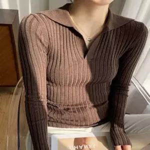 [옷은날개] 여성 기본 골지 브이넥 카라긴팔티 타이트 골지티셔츠