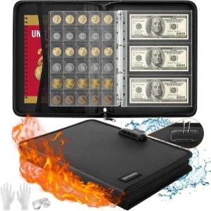 자물쇠가 있는 코인 컬렉션 북 수집가용 방화 홀더 포켓 용품 300개 소매 화폐 보관 케이스 72개 지폐 페니