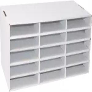 교실 관리자 9인치 x 12인치 건설 용지 보관함 15-슬롯 흰색 9-3/8인치 높이 29-1/4인치 12-7/8인치 두께