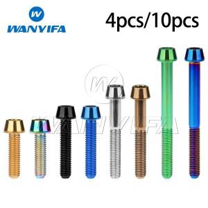 Wanyifa 티타늄 볼트 M6x10 15 16 18 20 25 30 35 40 45 50 55 60 65mm 테이퍼 헤드 자전거 브레이크 육각