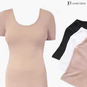 [제임스딘]제임스딘 여성내복상의 반팔 편한 가을 겨울 스킨색 흰색 보온내의