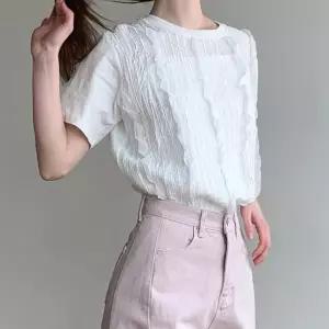 [문에이블]문에이블 여자 여성 봄 여름 베이직 레이스 시스루 러블리 프릴 블라우스