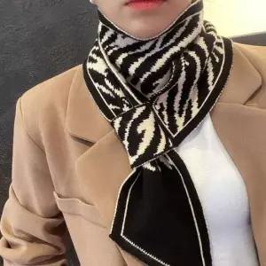 겨울머플러 겨울 고리형 체크패턴 미니 니트 머플러 목도리 양면