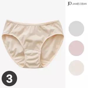 [제임스딘]제임스딘 여성팬티 미디 면팬티 스판 삼각 무지 기본 3매입 세트