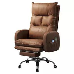 사무용의자 고급 PU가죽 리클라이너 사장 대표용 인체공학 회전의자 발받침 컴포트 체어