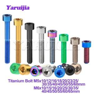 Yaruijia 티타늄 볼트 M5/M6x10/12/15/16/18/20/23/25/30/35/40/45/50/55/60/65mm 자전거 줄기 시트 포스트