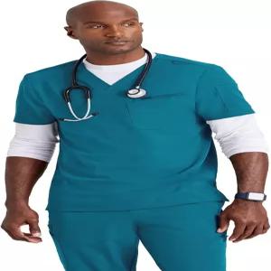 바코 남성용 랠리 스크럽 탑 통합 - 360 스판덱스 스트레치 및 흙 방출 패브릭이 포함된 3포켓 브이넥 셔츠