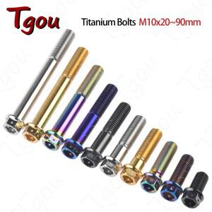 Tgou 티타늄 볼트 M10x20 ~ 90mm Pitch1.25/1.5mm 바이크 오토바이 디스크 브레이크 용 플랜지 내부 외부