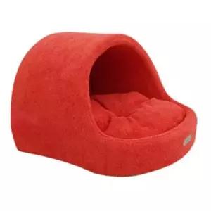 [반려] 레드 동굴 쿠션 강아지 휴식 1P 아치형 하우스 중형