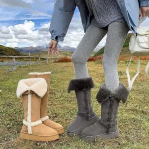 셉띠엠브레 롱 여성롱부츠 빅사이즈 스웨이드 버클 부츠 통굽 미들 굽 퍼 UNO5