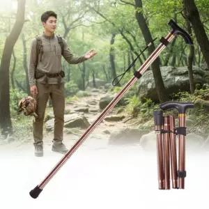 어르신 높이조절 접이식 지팡이 등산 스틱 보행  블랙