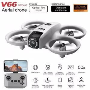 드론액세서리 V66 미니 드론 4K 전문 듀얼 카메라 헤드리스 모드 장애물 회피 WiFi FPV Dron 360 ° 플립 R