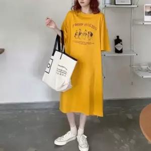 외출복 트임 롱기장 간편 코디 밑단 통티셔츠원피스